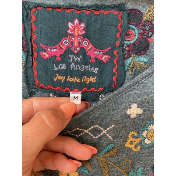 Johnny Was RELAXED Tunic Shirt Teal Floral Size M Cotton Two Sided Flowy Boho - Picture 5 of 8